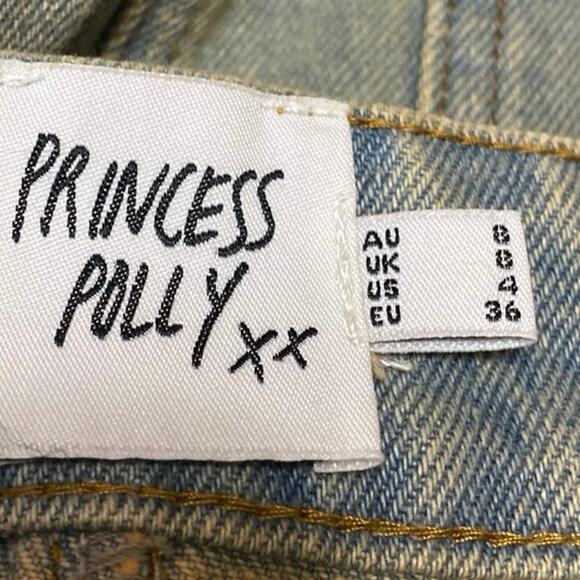 Princess Polly Infinite Love Blue Washed Denim Jean Cargo Mini Skirt Size 4 - Picture 6 of 6